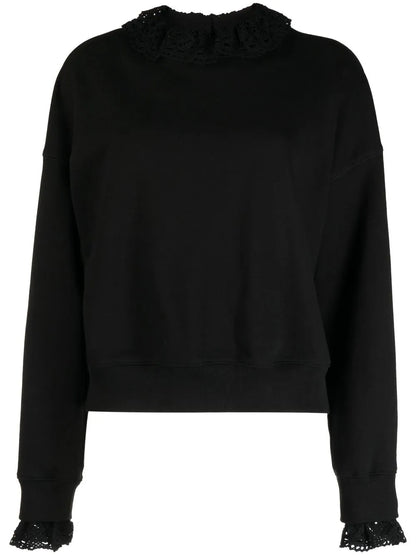 Crochet-Colar Sweatshirt