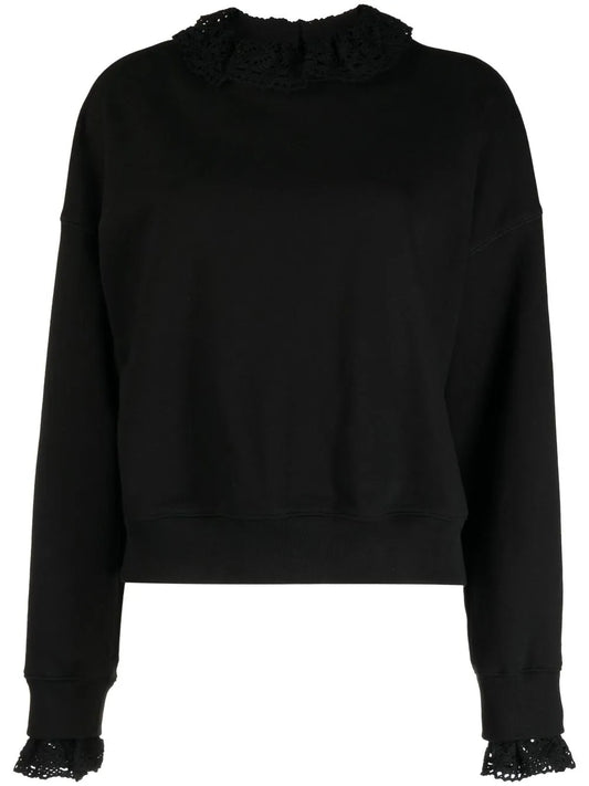 Crochet-Colar Sweatshirt