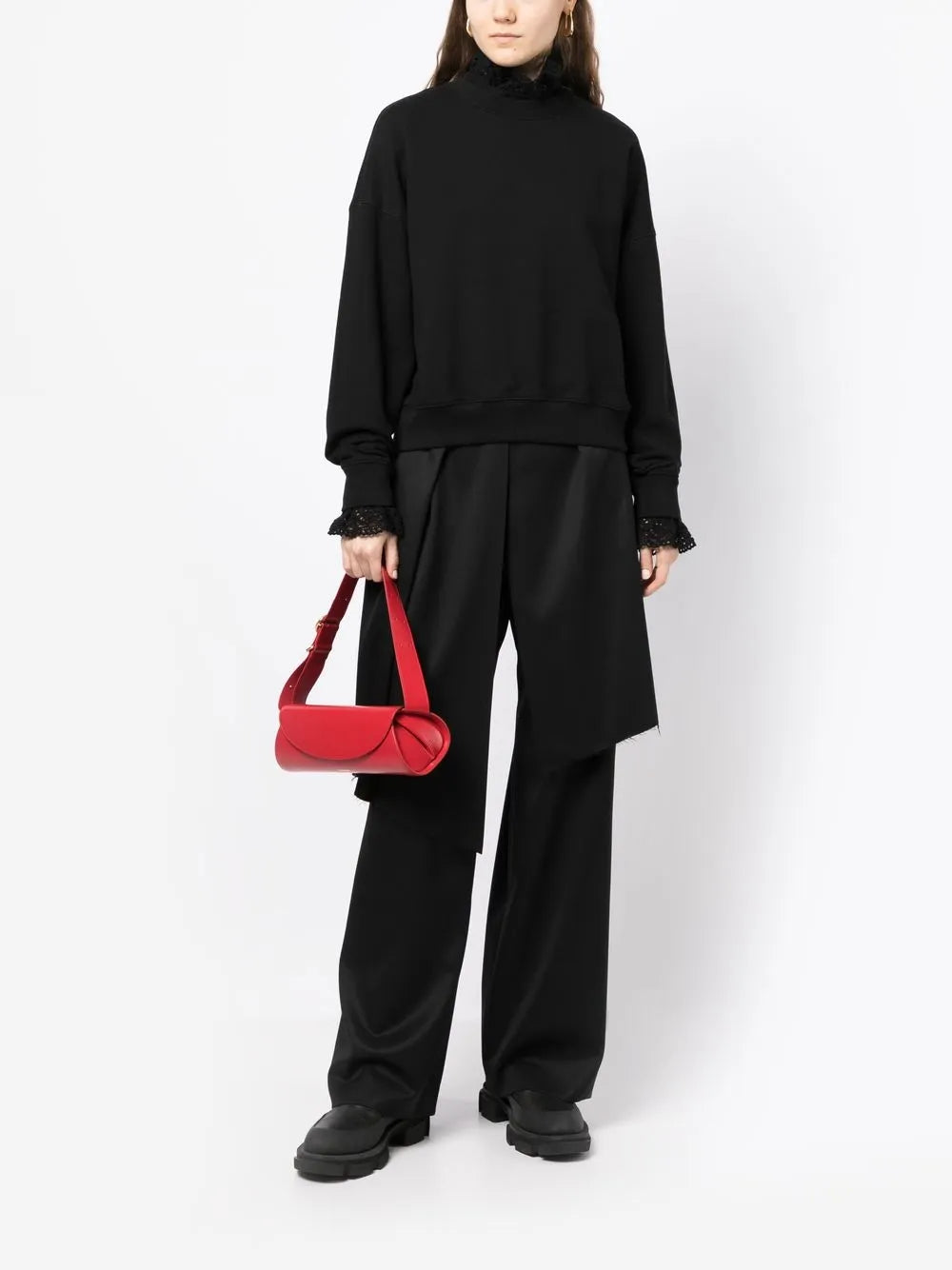 Crochet-Colar Sweatshirt