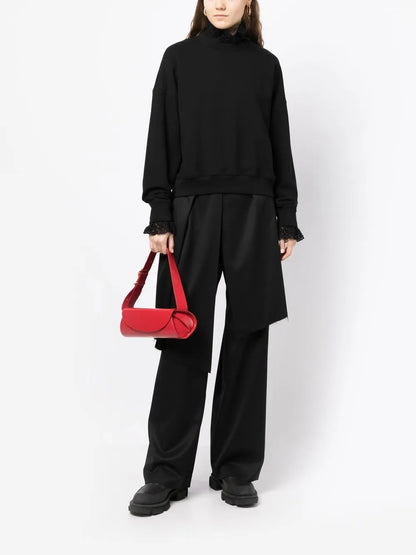 Crochet-Colar Sweatshirt