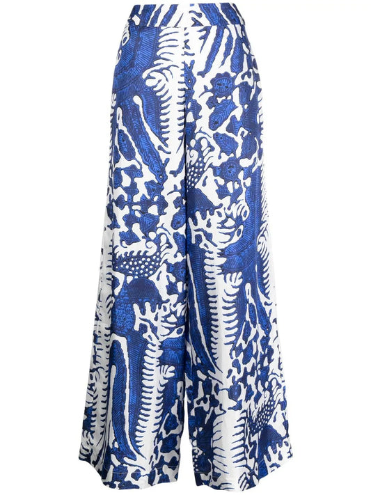 Bandana-Print Silk Trousers