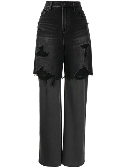 Distressed Straight-Leg Jeans