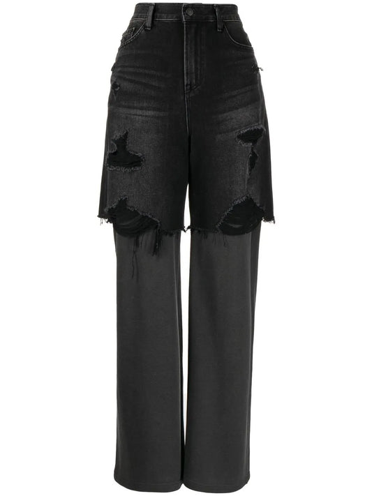 Distressed Straight-Leg Jeans
