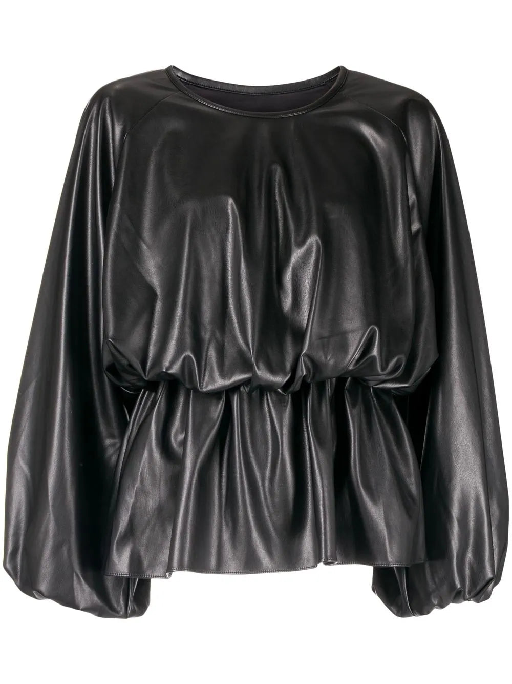 Faux-Leather Draped Top