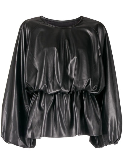 Faux-Leather Draped Top