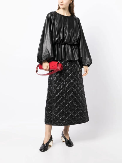 Faux-Leather Draped Top
