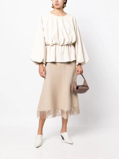 Puffer Faux-Leather Blouse