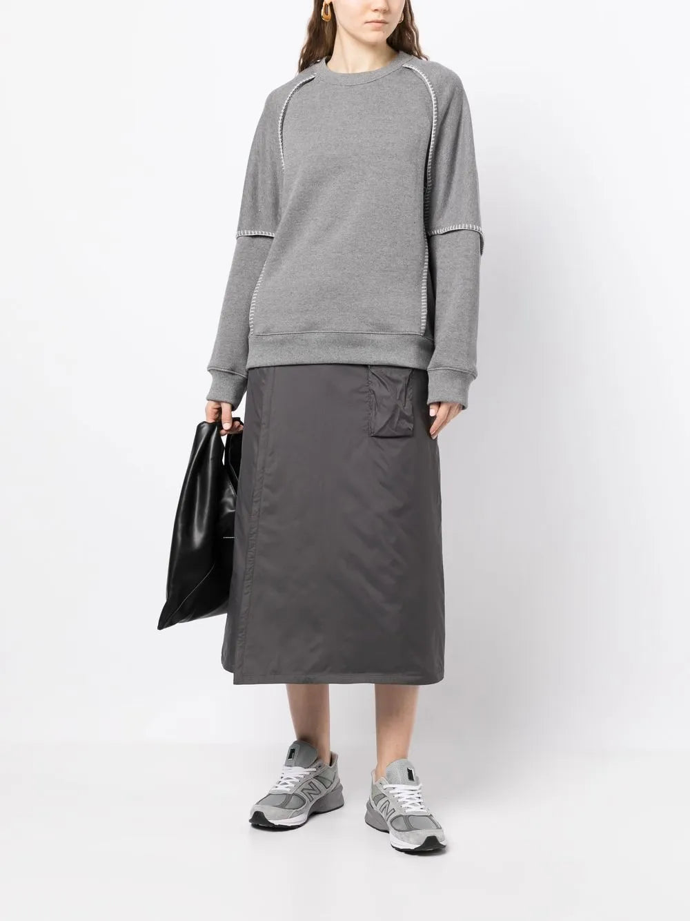 Wrap-Effect Quilted Midi Skirt