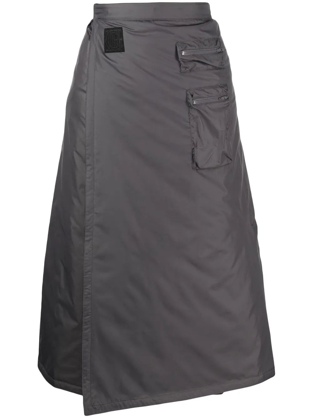 Wrap-Effect Quilted Midi Skirt