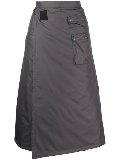 Wrap-Effect Quilted Midi Skirt