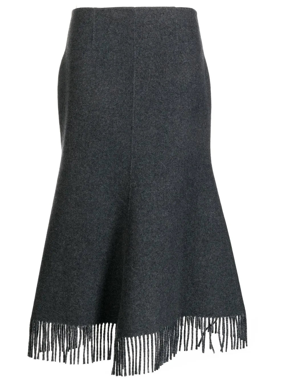 Fringed A-Line Wool-Blend Skirt