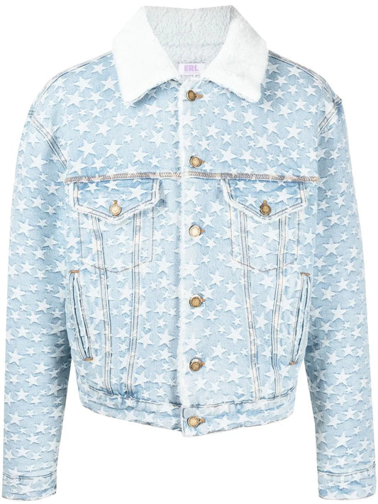 Star-Jacquard Denim Jacket