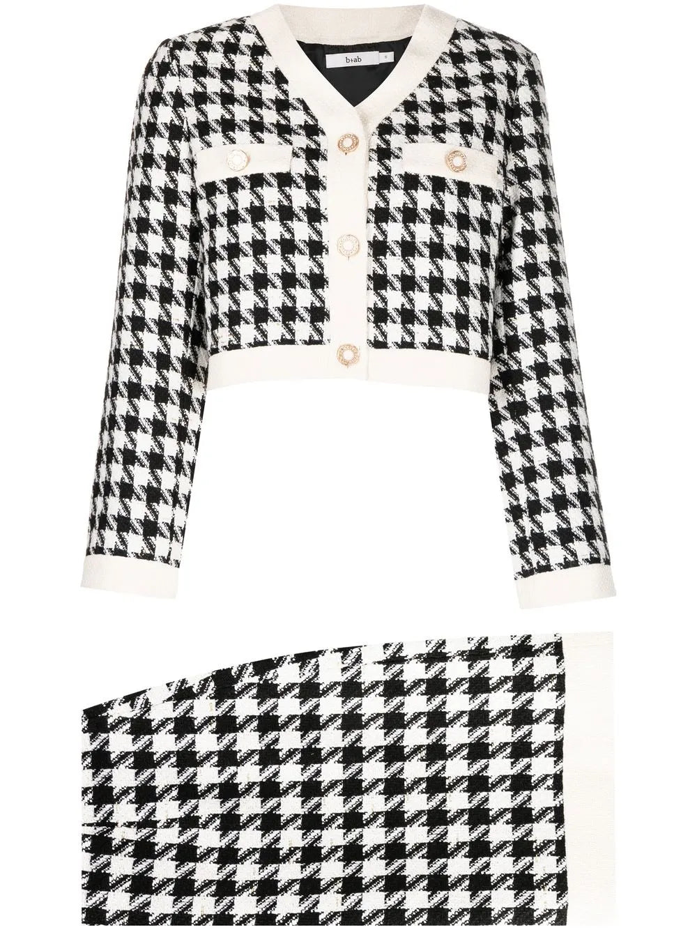 Houndstooth Cropped Tweed Jacket