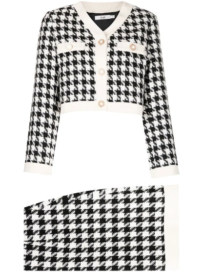 Houndstooth Cropped Tweed Jacket