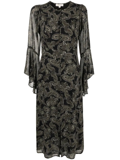 Paisley-Print Midi Dress
