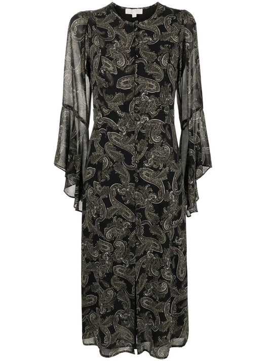 Paisley-Print Midi Dress