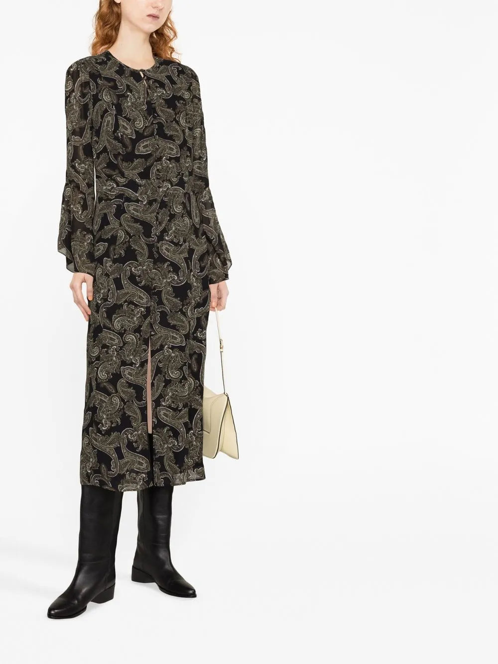 Paisley-Print Midi Dress