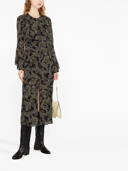 Paisley-Print Midi Dress