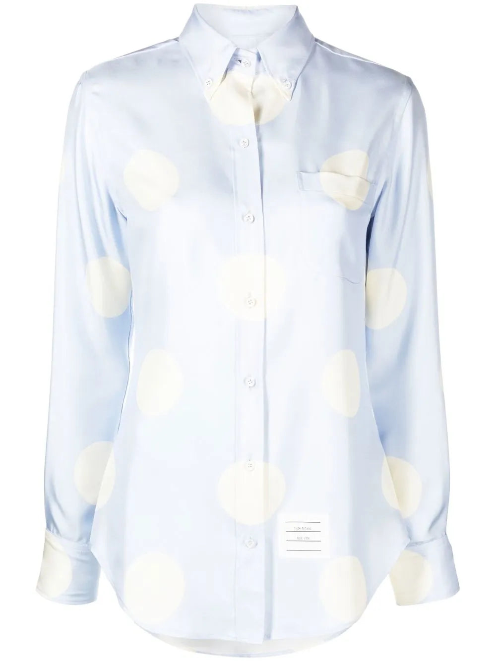 Polka-Dot Silk Long-Sleeve Shirt