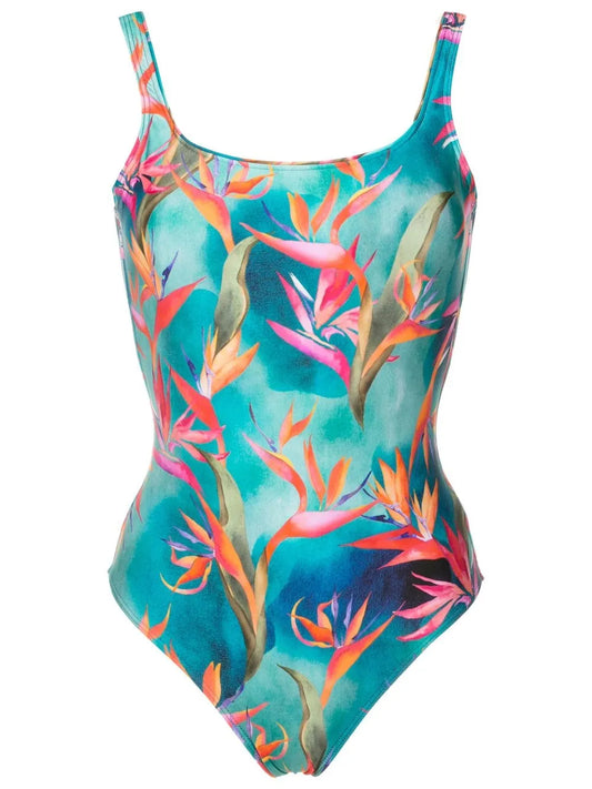 Floral-Print U-Neck Swimsuit