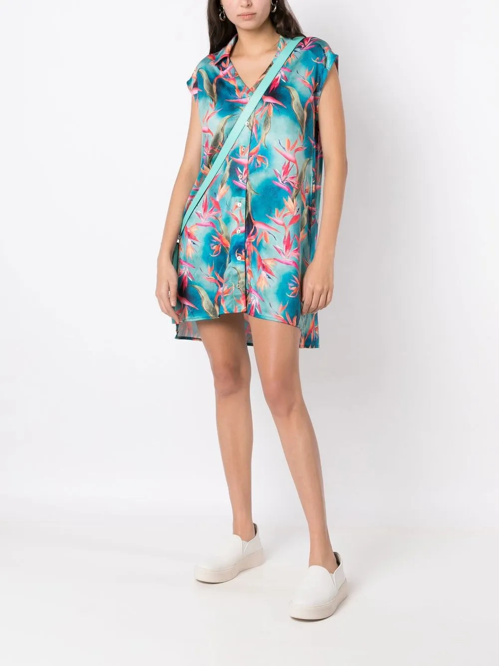 Jamile-Printed V-Neck Dress