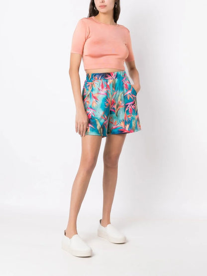 Iara-Printed High-Waisted Shorts