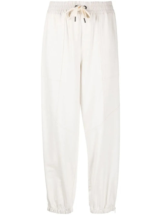 Drawstring-Waist Cotton Track Pants