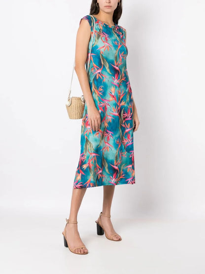 Zababa-Printed A-Line Dress