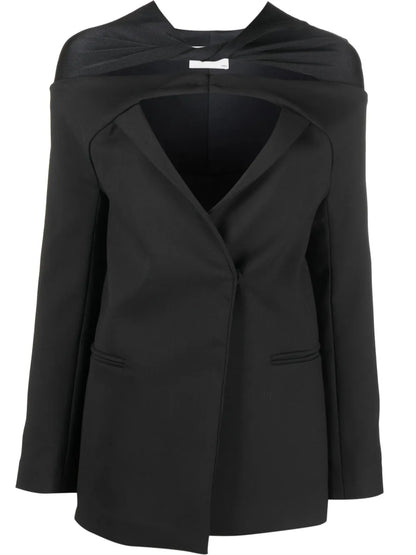 Cut-Out Gathered Blazer