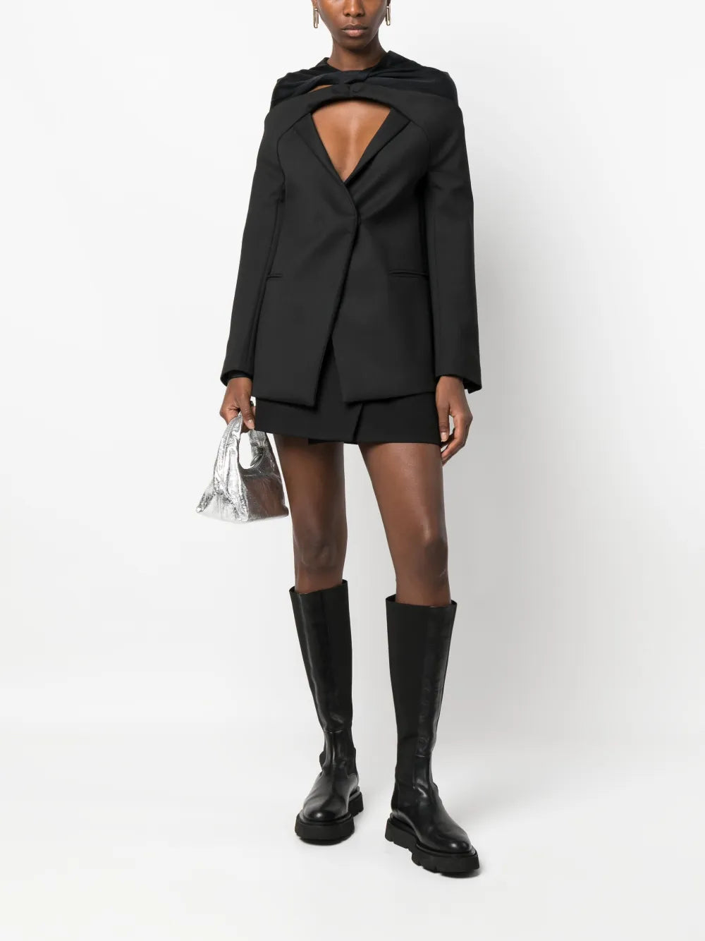 Cut-Out Gathered Blazer