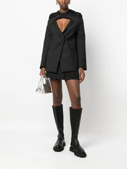 Cut-Out Gathered Blazer