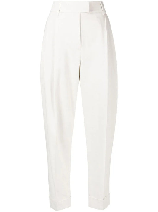 High-Waisted Cropped Tailored Trousers