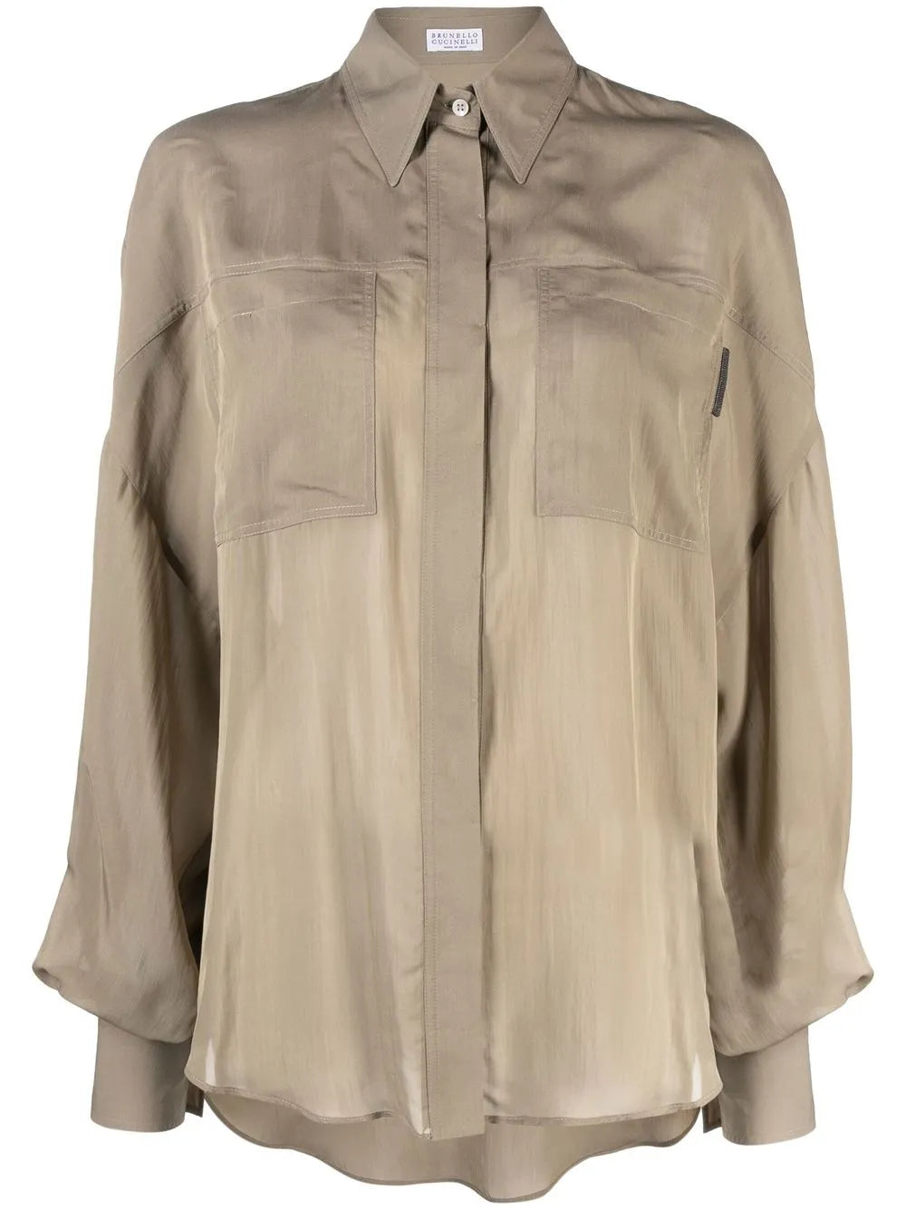 Semi-Sheer Long-Sleeve Blouse