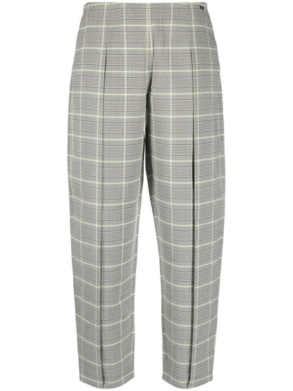 Check-Pattern Slim-Cut Trousers