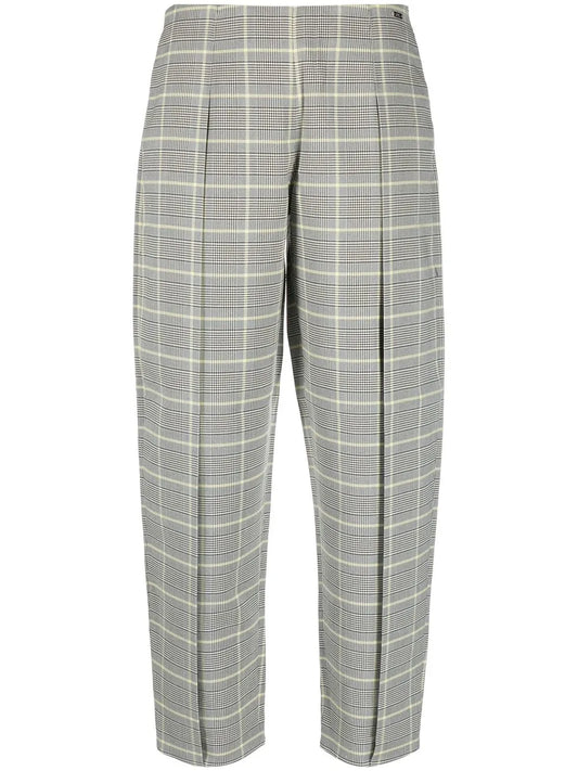 Check-Pattern Slim-Cut Trousers