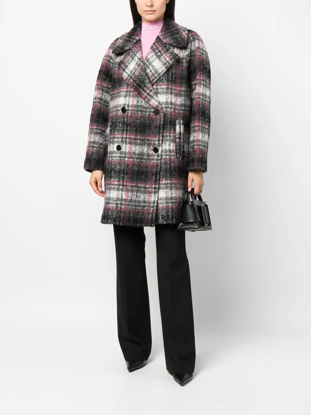 Check Double-Breasted Coat