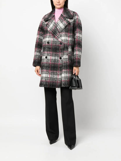 Check Double-Breasted Coat