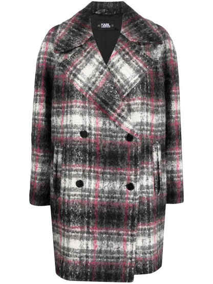 Check Double-Breasted Coat