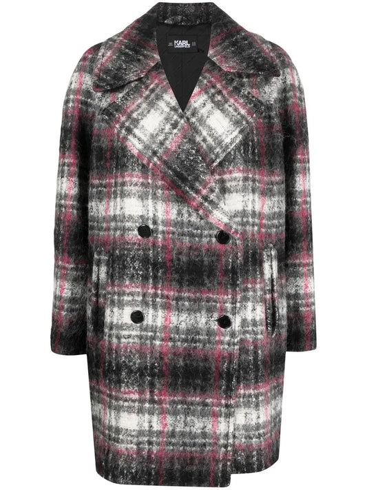 Check Double-Breasted Coat