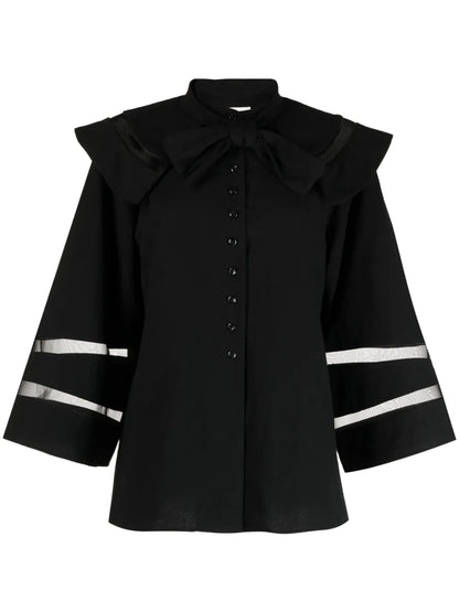 Removable Collar Bell-Sleeve Shirt