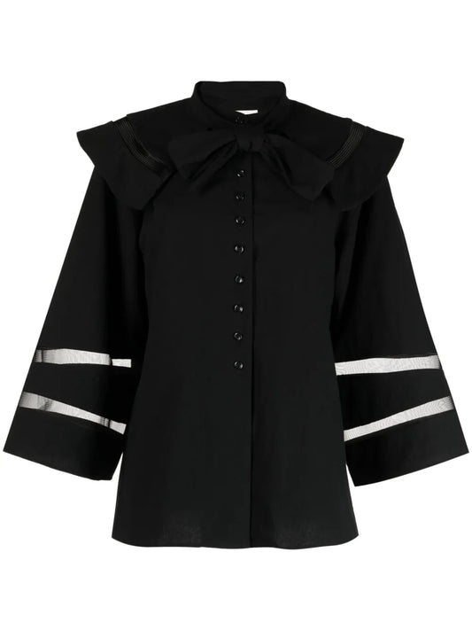 Removable Collar Bell-Sleeve Shirt