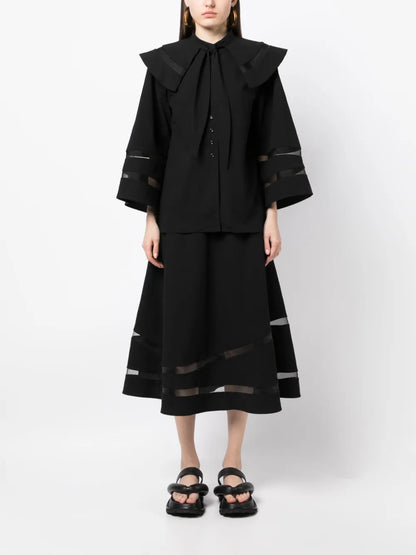 Removable Collar Bell-Sleeve Shirt