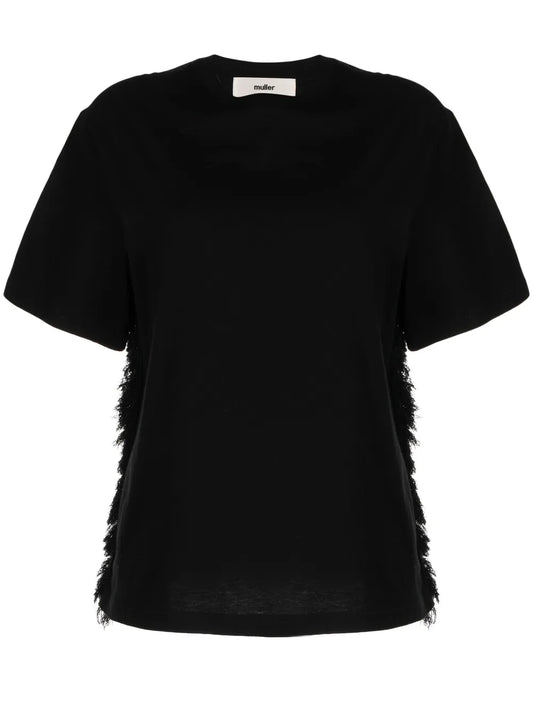 Fringe-Detail Short-Sleeve T-Shirt