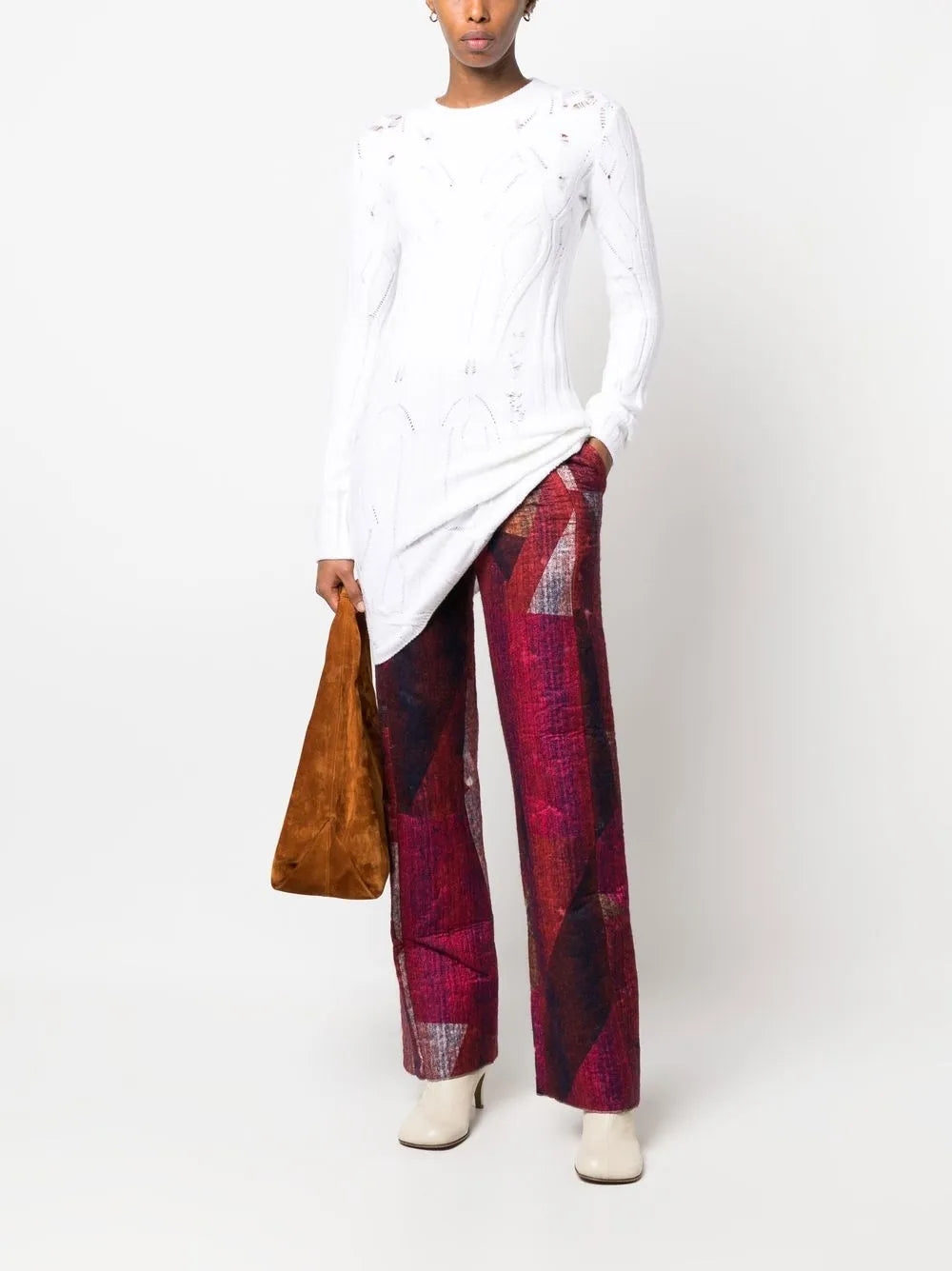Open-Knit Long-Line Jumper