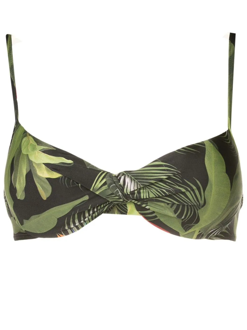 Cassis Leaf-Print Bikini Top