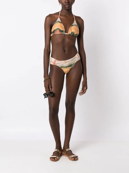 Abstract-Print Bikini Top