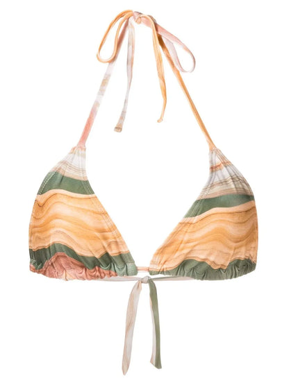 Abstract-Print Bikini Top