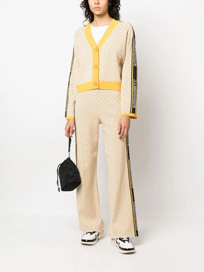 Monogram-Print Logo-Tape Trousers