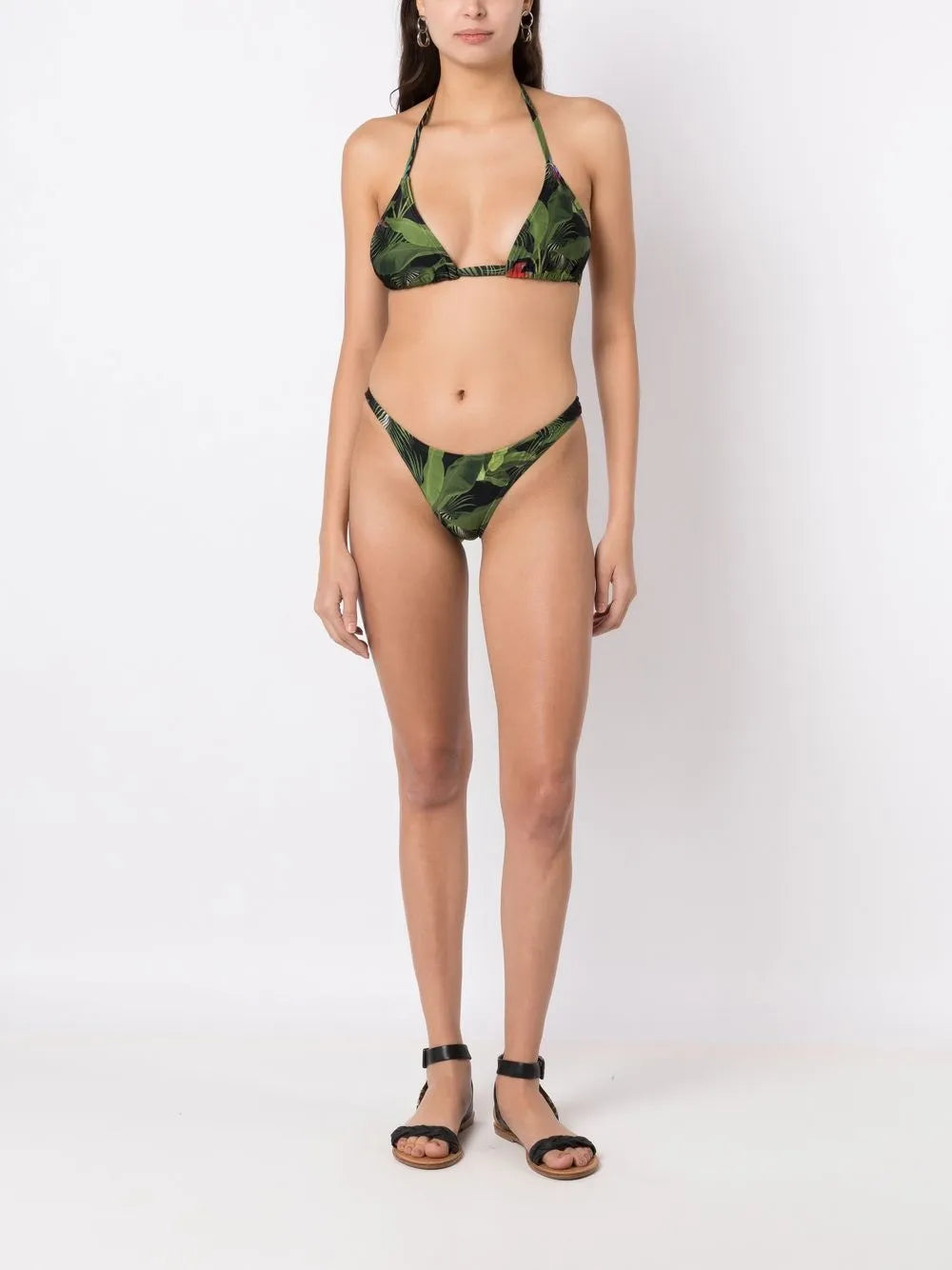 Tropical-Print Low-Rise Bikini Bottoms