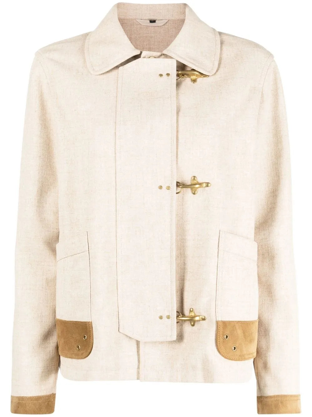 Contrasting-Trim Fitted Jacket